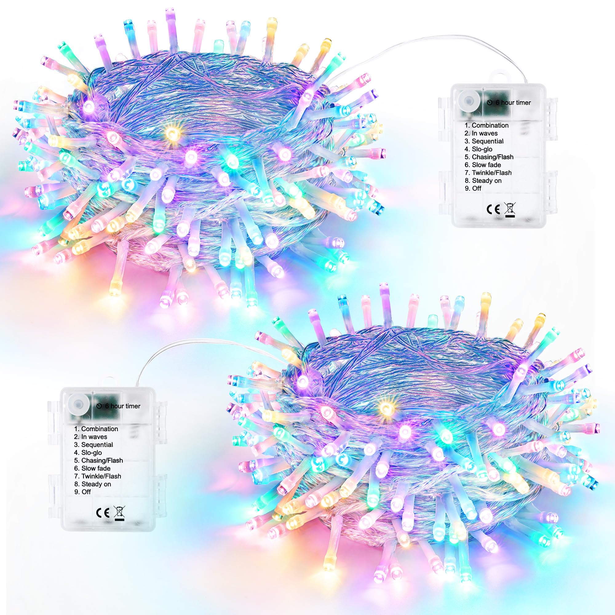 Lomotech 100 LED Easter Lights Battery Operated - 33ft Waterproof String Lights with Timer (2 Pack) for Home Decor, Garden Party, Holiday Tree Decoration | Indoor & Outdoor Christmas, Wedding, Patio Lighting
