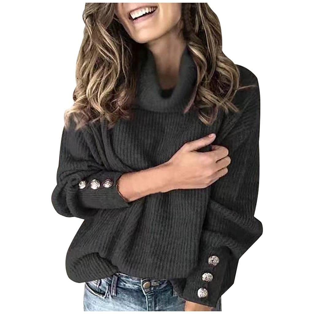 Women's Chunky Knit Turtleneck Sweater - Long Sleeve Loose Fit Casual Pullover Top for Fall & Winter | Cozy Office Wear, Date Night Outfits, Holiday Layering