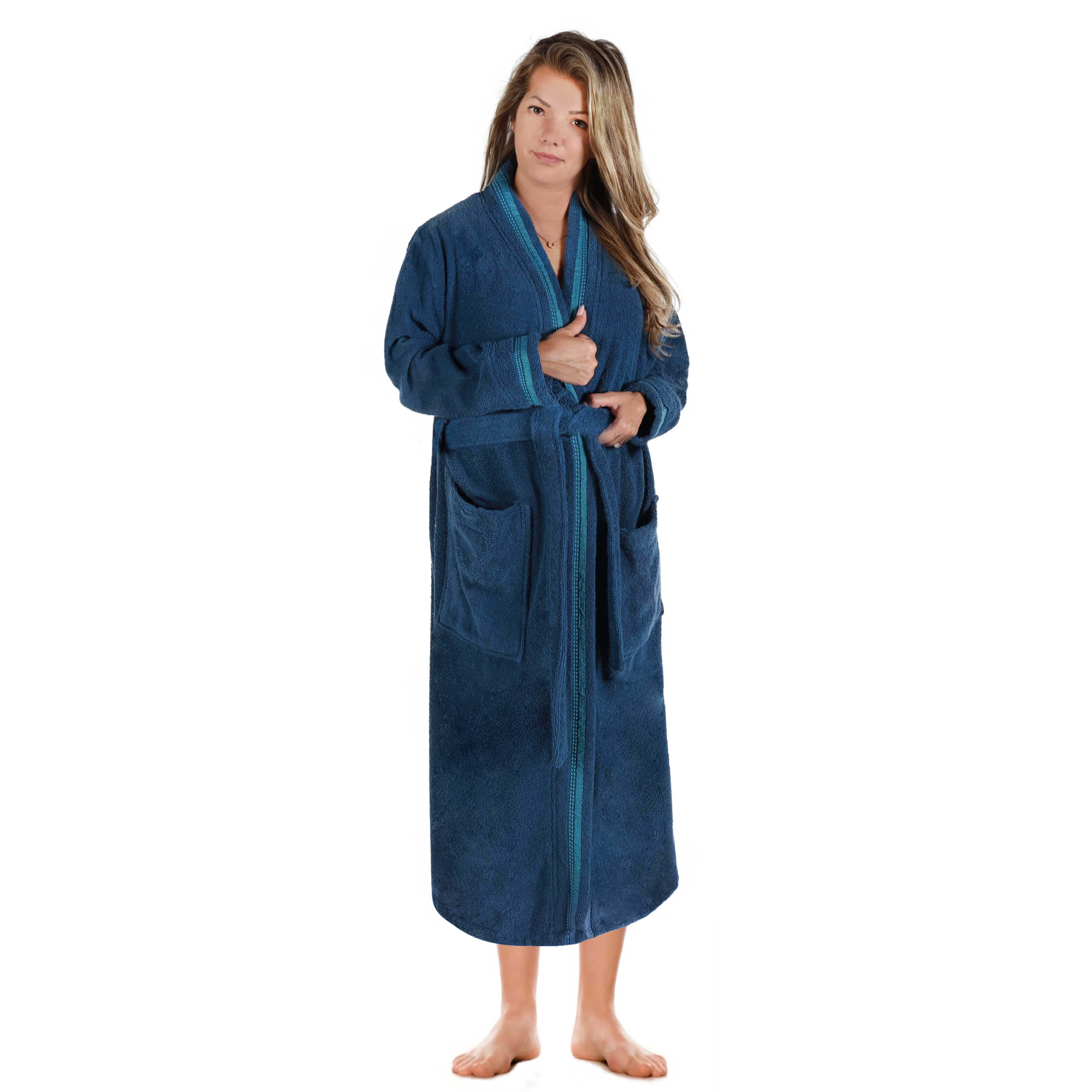 Unisex Cotton Terry Kimono Bathrobe with Embroidery - Soft & Absorbent Bath Robe for Spa, Hotel, Home Relaxation & Gift Giving