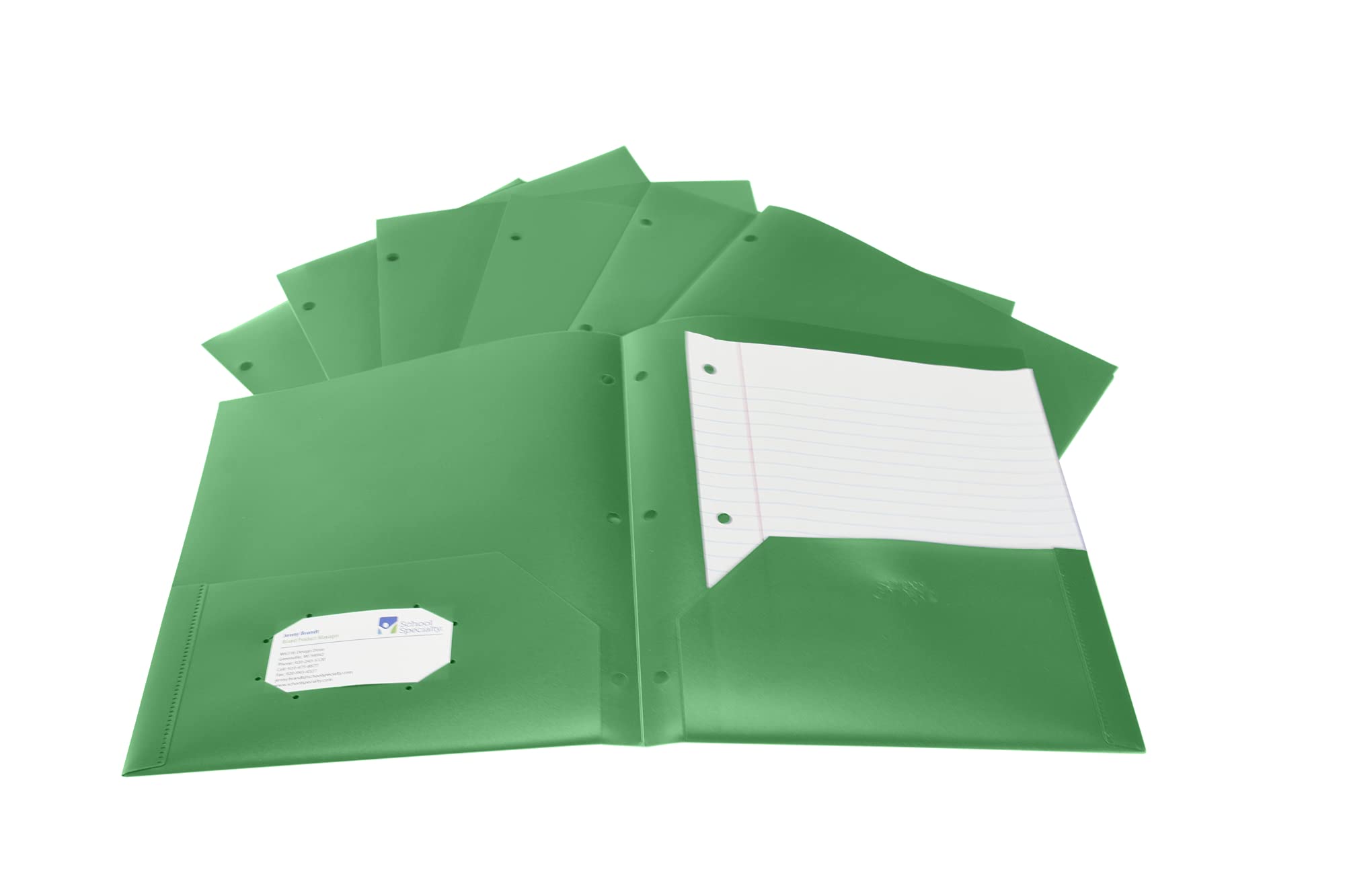 School Smart 2-Pocket Poly Folder with 3-Hole Punch - Green (Pack of 25) - Perfect for Classroom Organization, Homework & Document Storage