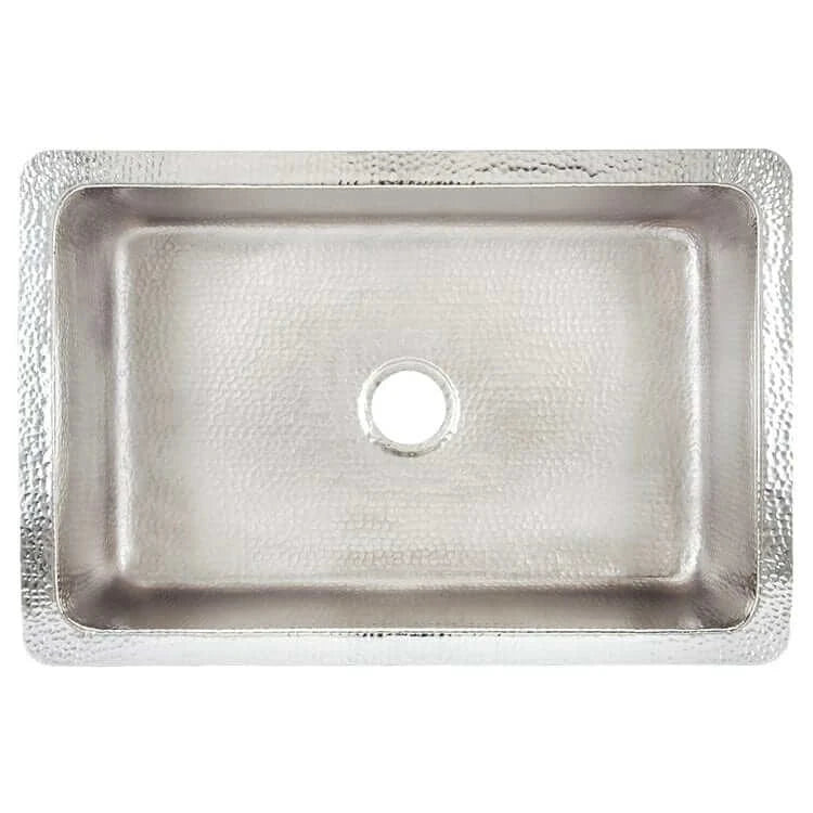Thompson Quiroga 33-Inch Hammered Stainless Steel Farmhouse Kitchen Sink KSA 3322HSS - Perfect for Modern Farmhouse, Rustic & Country Style Kitchens