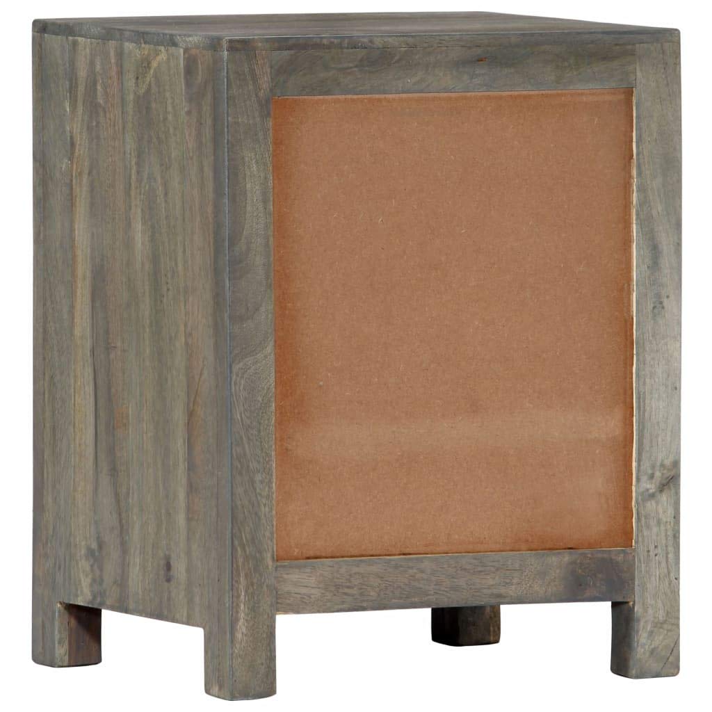 FAMIROSA Nightstand with Drawer, Solid Mango Wood Bedside Table, 15.8x11.8x19.7 Inches, Gray - Perfect for Bedroom, Living Room, or Office Storage
