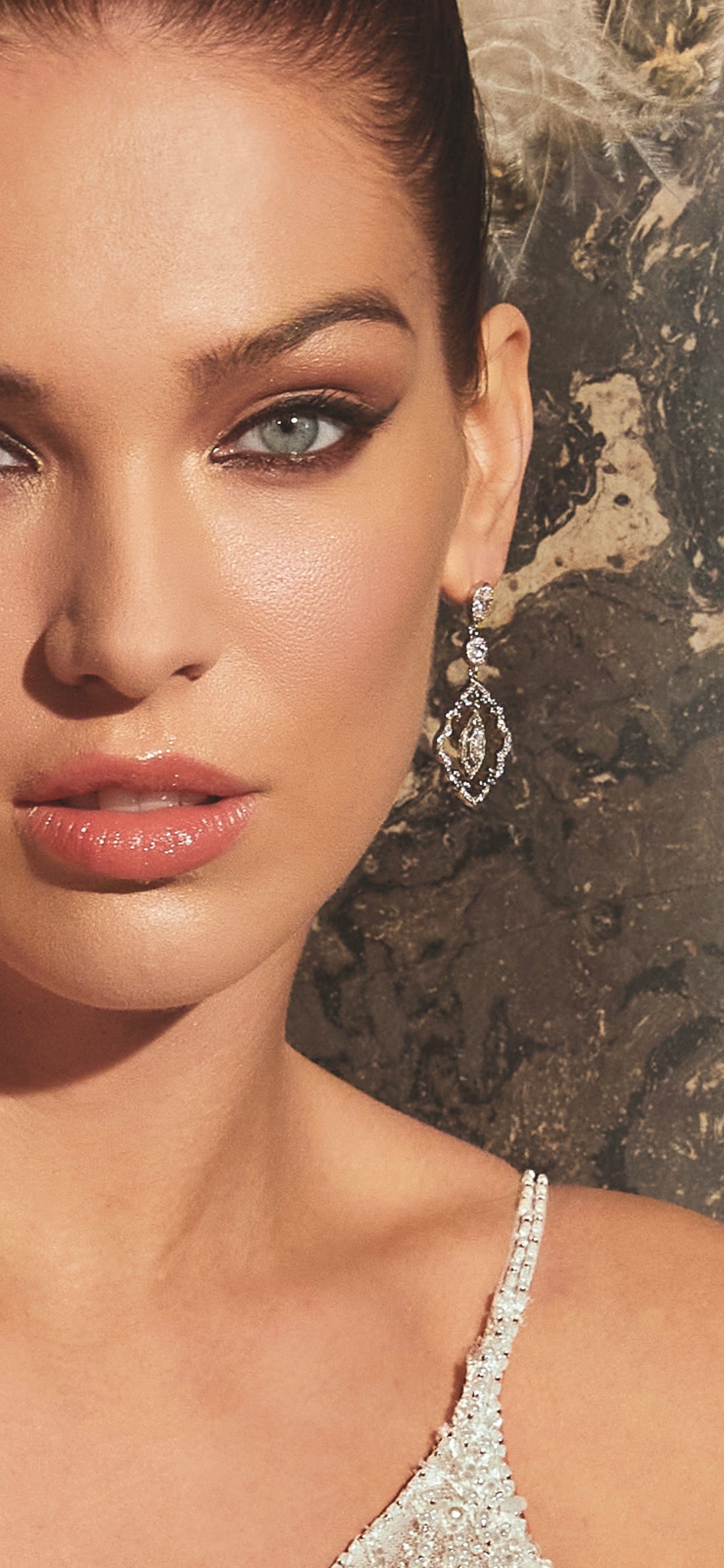 JORDAN Simulated Diamond Cluster Drop Earrings and Necklace Set - Elegant Jewelry for Women, Perfect for Parties, Weddings & Special Occasions
