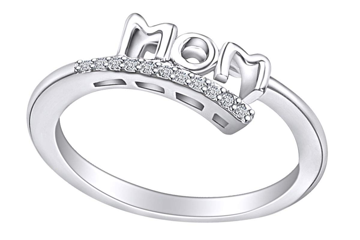 AFFY 14k Gold Over Sterling Silver White Cubic Zirconia Promise Ring for Mom - Elegant Jewelry Gift for Mother's Day, Birthday & Anniversary
