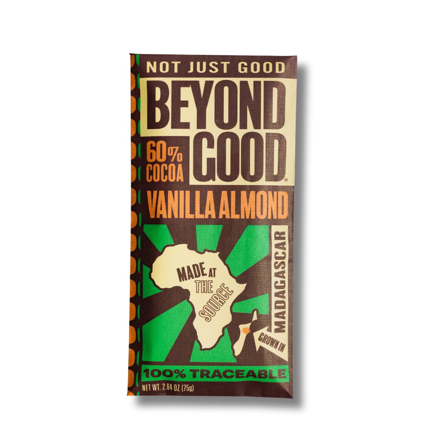 Beyond Good Organic Vanilla Almond Dark Chocolate Bars | Single Origin Madagascar, Vegan, Non-GMO, Direct Trade | Perfect for Gifts, Snacking & Healthy Desserts