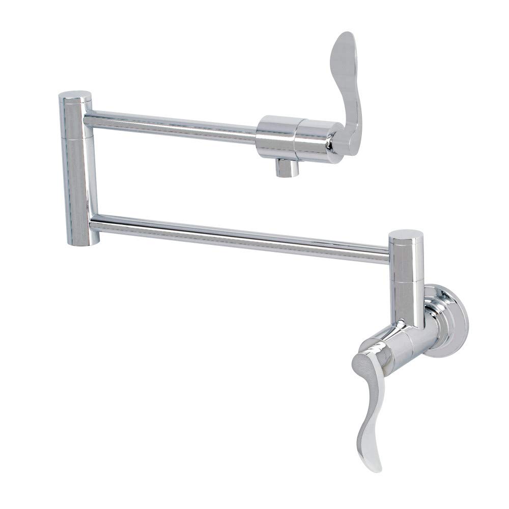 Kingston Brass KS4101DFL NuWave Wall Mount Pot Filler Faucet - Polished Chrome Finish - Ideal for Kitchen Sink, Cooking & Filling Large Pots