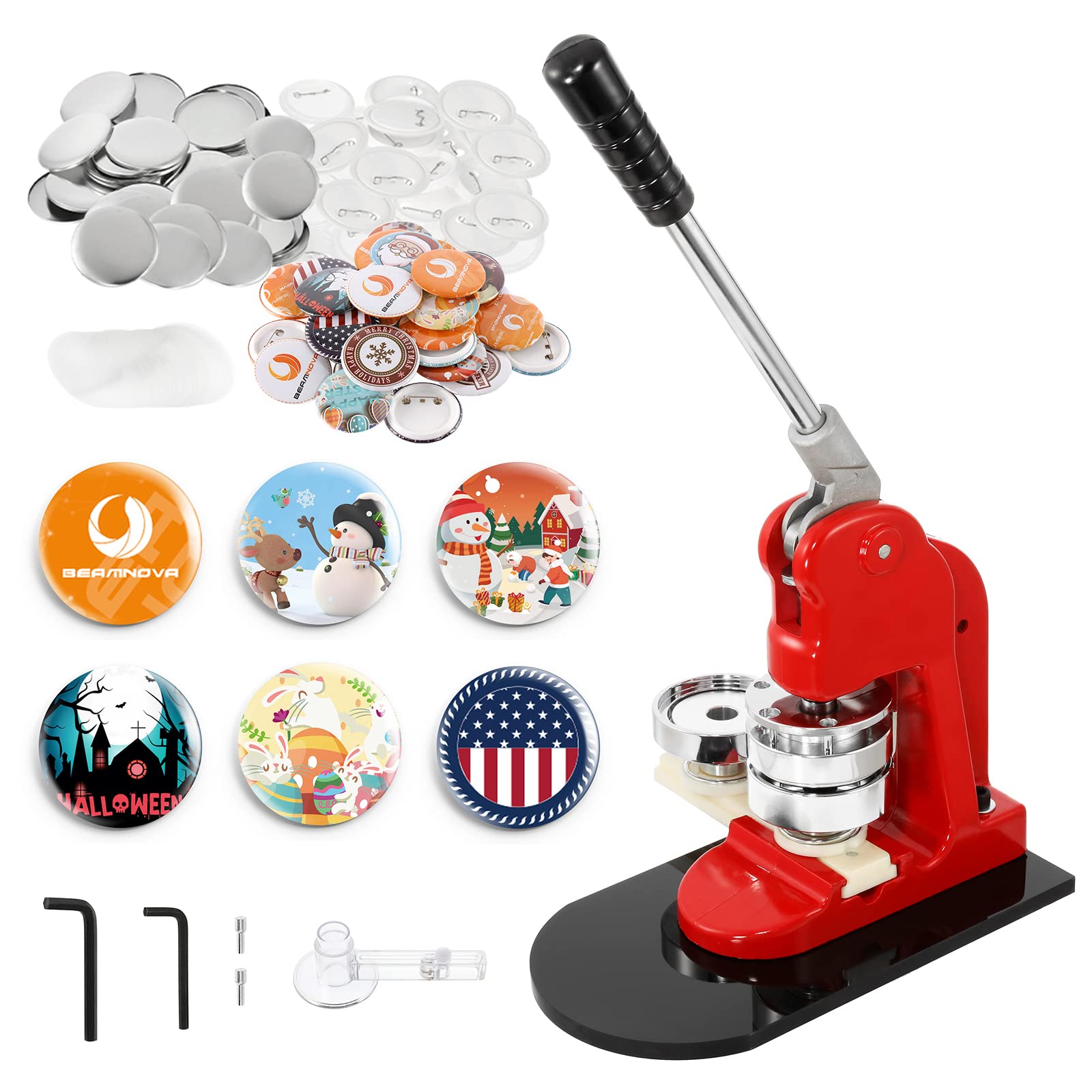 BEAMNOVA 58mm DIY Button Maker Machine Kit - Round Pin Badge Press with 1000 Button Blanks & Supplies (2.28 Inch) for Custom Pins, Events, Promotions & Craft Projects