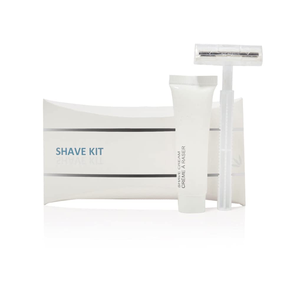 Premium Bulk Shave Kit - 200 Count with Twin Blade Razor & Moisturizing Shave Cream | Individually Boxed Hotel Amenities | Mini Travel Size Toiletries for Hotels, Gyms, Spas & Travel Essentials