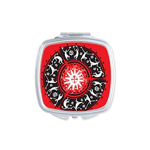 DIYthinker Mexican Outline Mexico Totem Design Portable Double-Sided Compact Mirror - Perfect for Travel, Makeup Touch-Ups & Festival Accessories