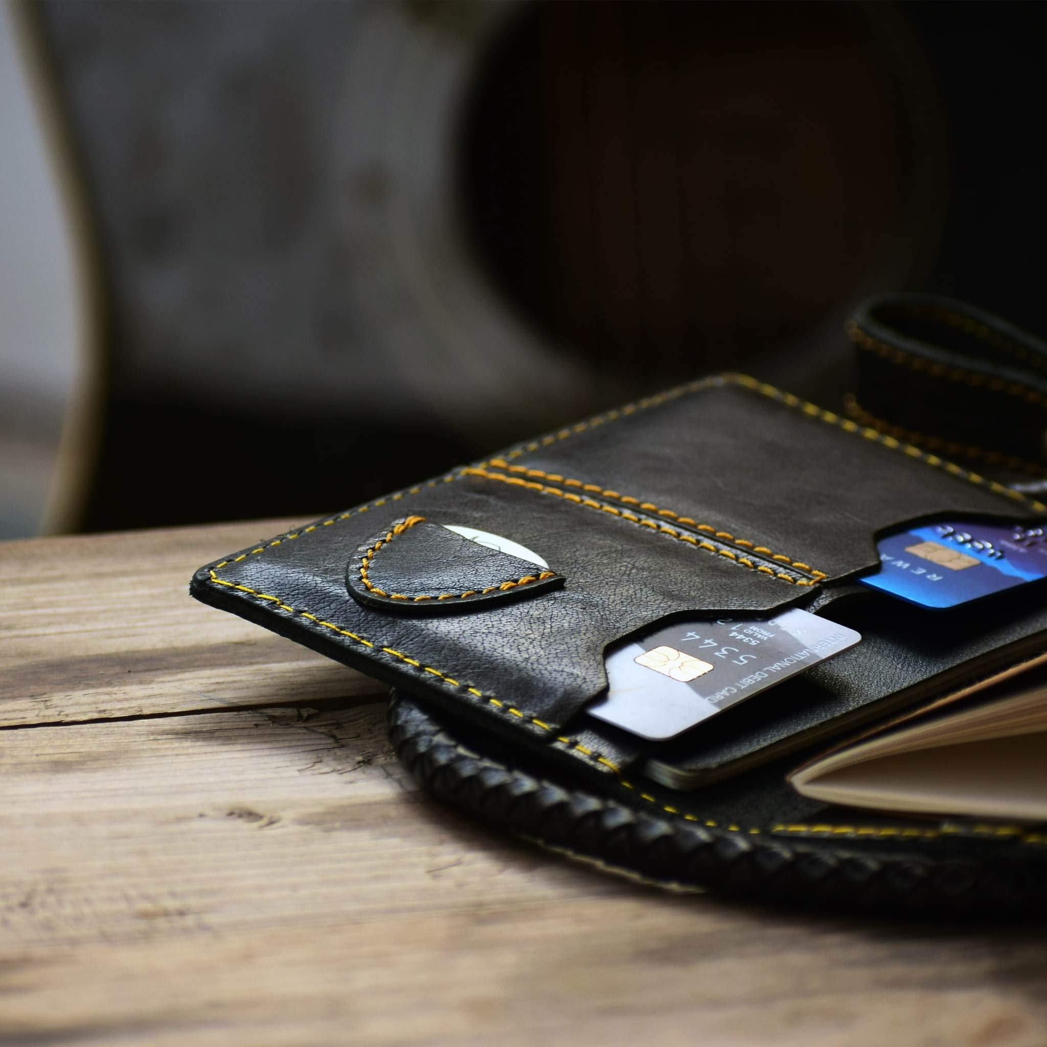 Trip Machine Company Explorer Moto Wallet (Classic Black) - Genuine Leather Biker Wallet for Men - Perfect for Motorcycle Riders, Travel & Everyday Use