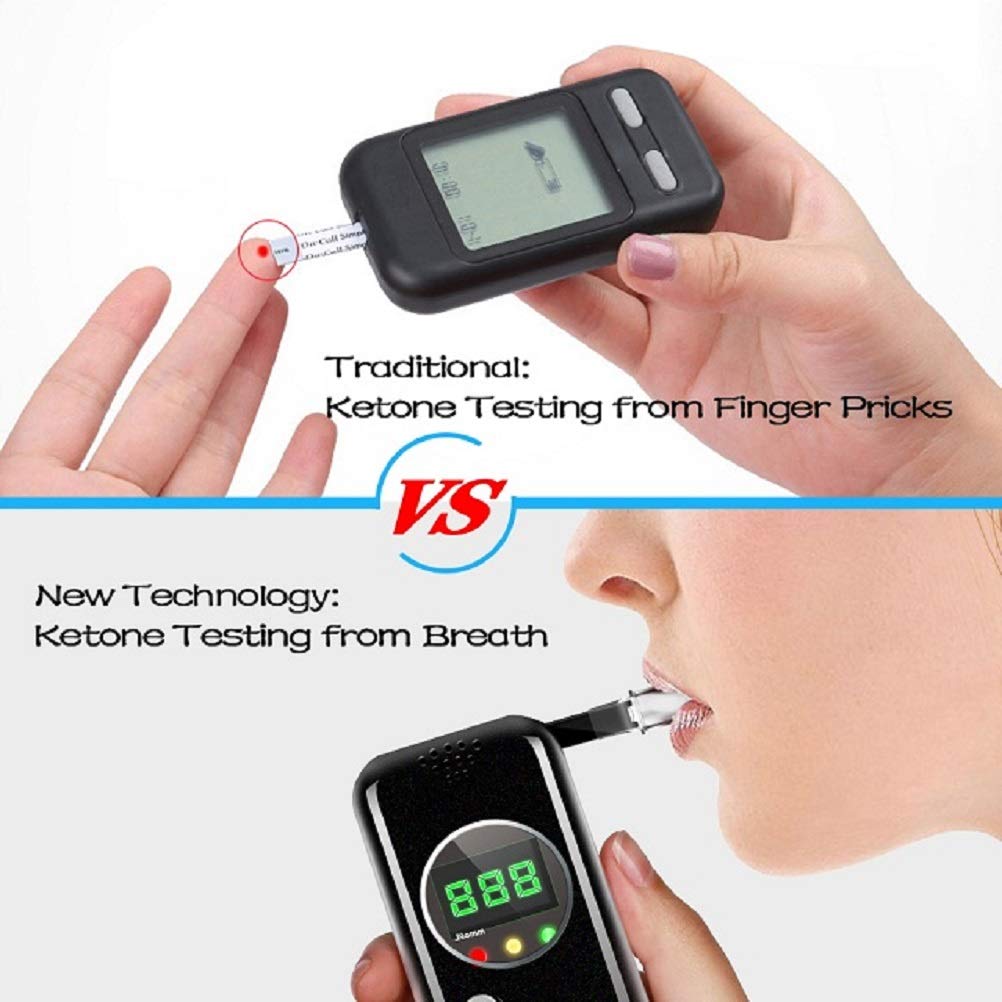 Professional Portable Ketone Breath Meter - Digital Ketone Breathalyzer with 10 Disposable Mouthpieces for Ketosis Testing | Perfect for Keto Diet, Weight Loss & Diabetes Management