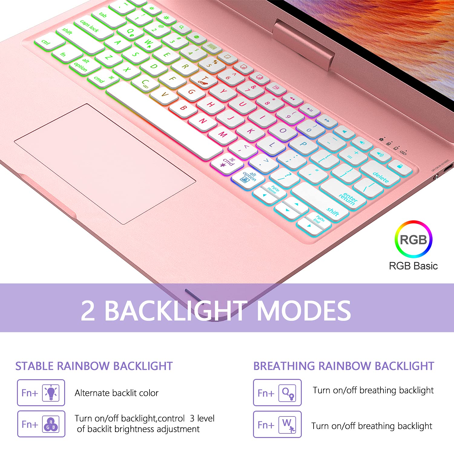 iPad Air 13 M2 2024 & iPad Pro 12.9 Keyboard Case with Trackpad - 360° Rotatable Wireless Keyboard Cover with 7-Color Backlit, Pencil Holder - Perfect for Work, Study & Travel