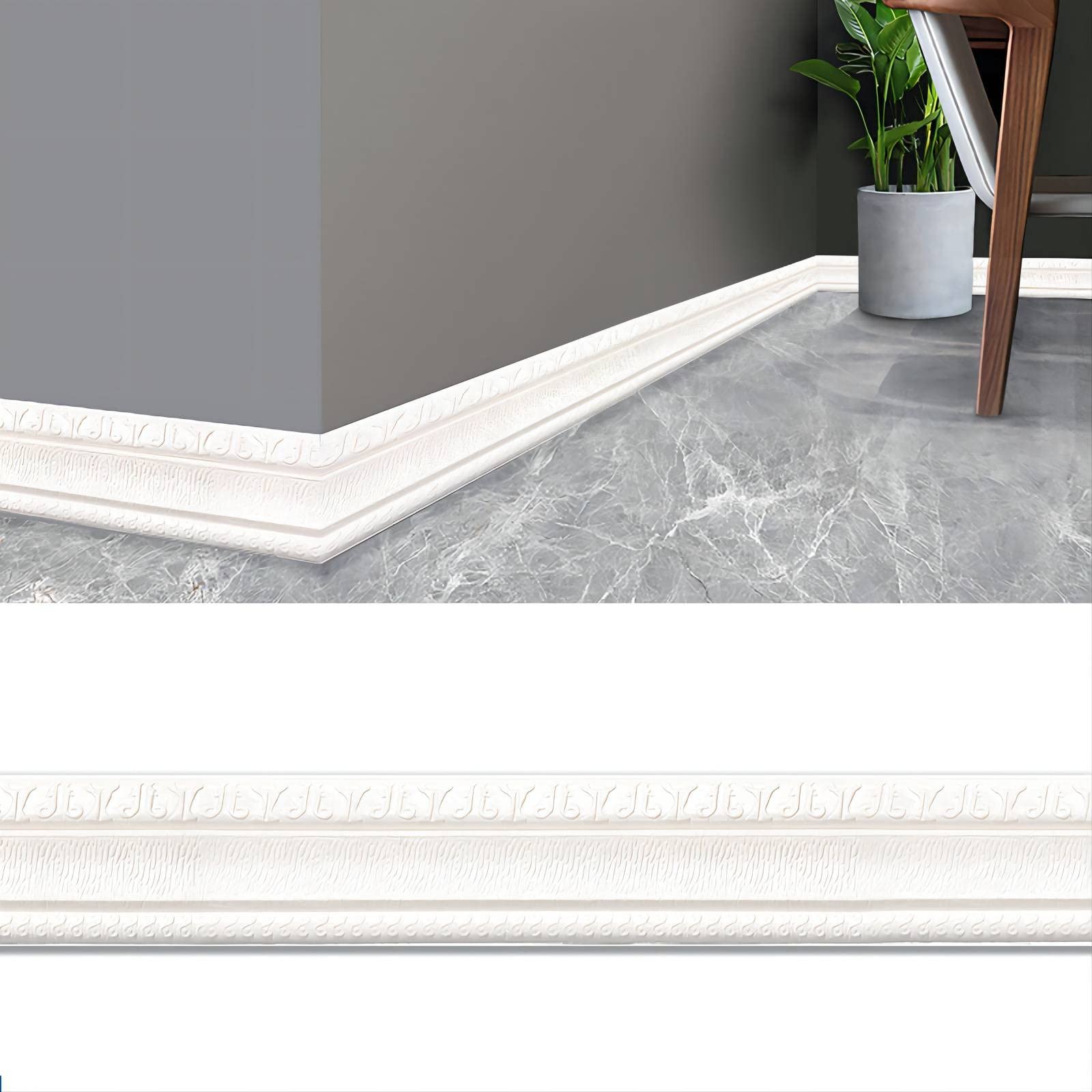 Self-Adhesive Flexible Foam Molding Trim - 3D Peel & Stick Waterproof Wall Sticker - Decorative Wall Border for Home, Office & Hotel - Easy DIY Wallpaper Border for Living Room, Bedroom & Bathroom Decoration