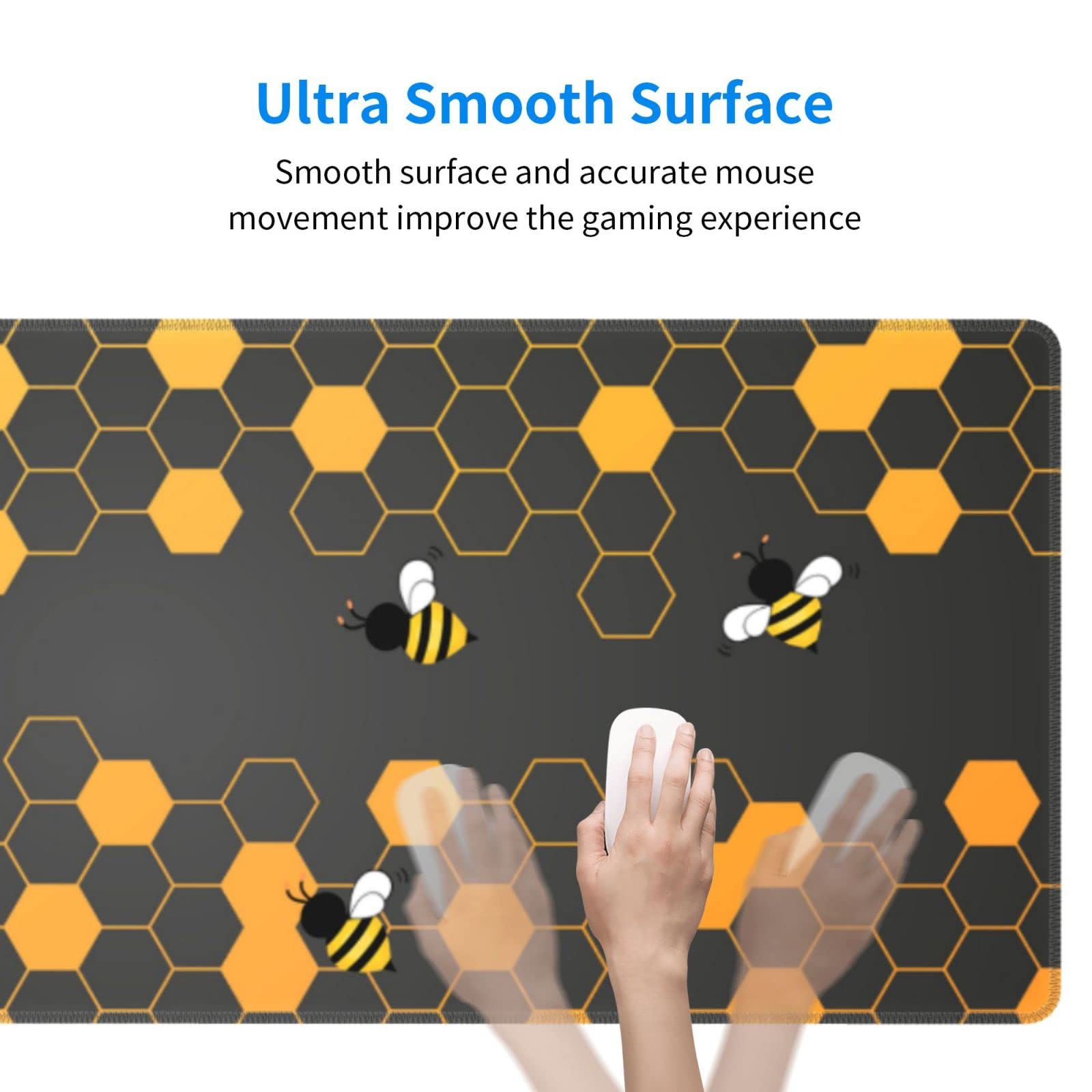 Bee Cute XXL Gaming Mouse Pad - 31.5x11.8 Inch Large Extended Mouse Mat with Non-Slip Base for PC, Laptop & Office Desk - Perfect for Gamers, Programmers & Graphic Designers