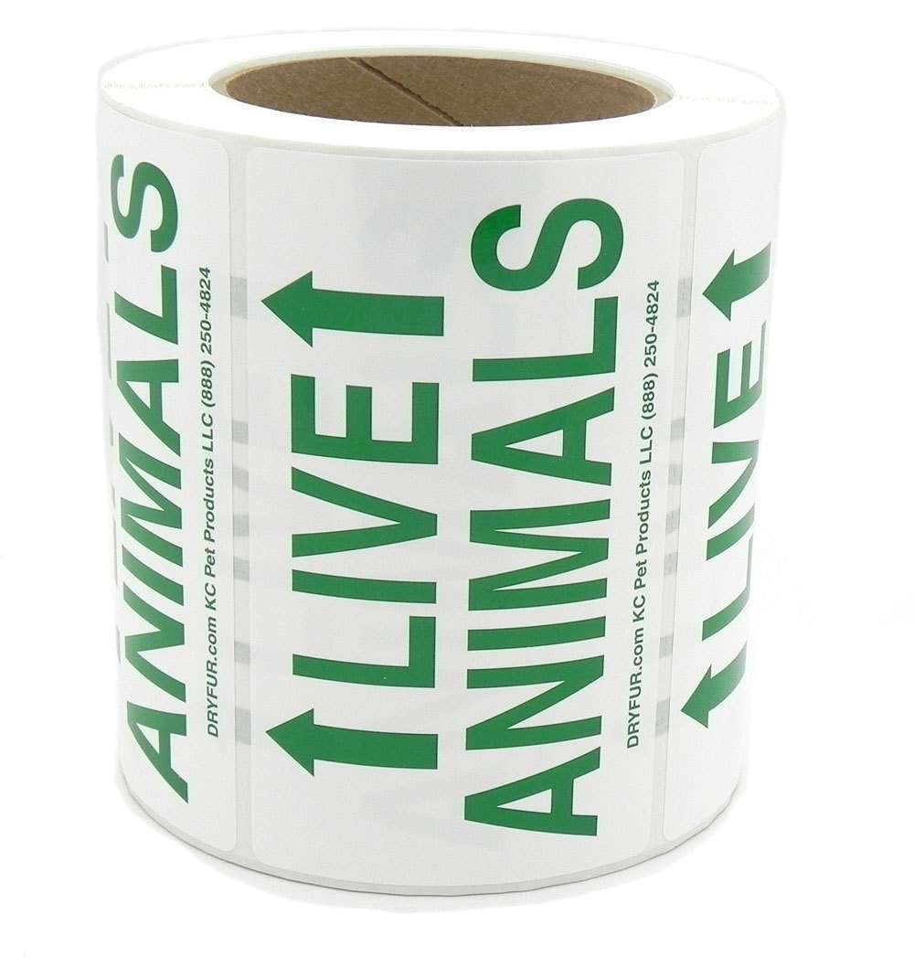 500 Live Animal Shipping Labels with Arrows - Durable Pet Airline Stickers for Safe Transport