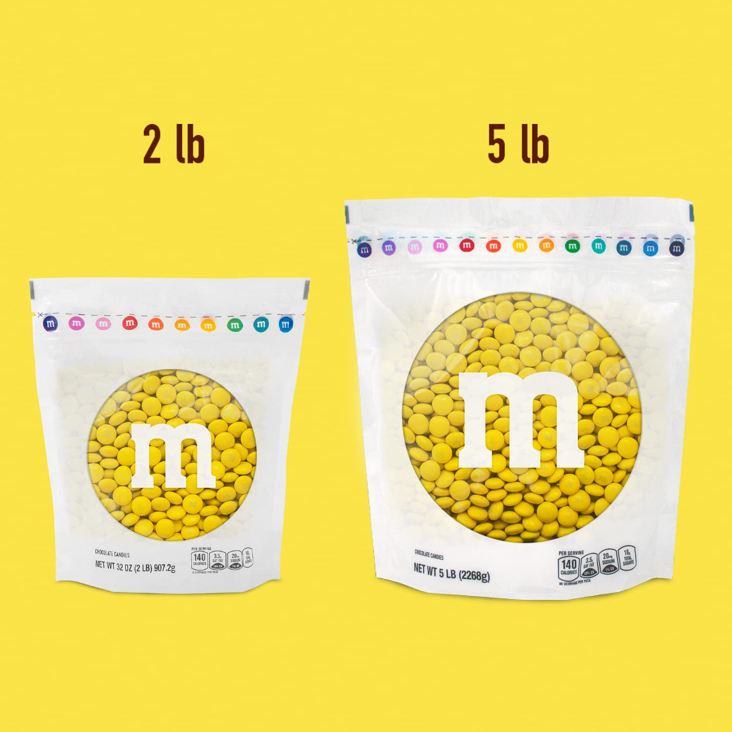 M&M'S Yellow Milk Chocolate Candy 2lbs - Resealable Pack for Parties & Gifts