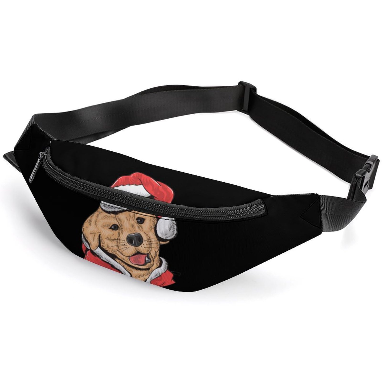 **Santa Golden Retriever Belt Bag - Adjustable Waist Pouch & Crossbody Bag for Women & Men - Perfect for Festive Outfits, Travel & Outdoor Activities**
