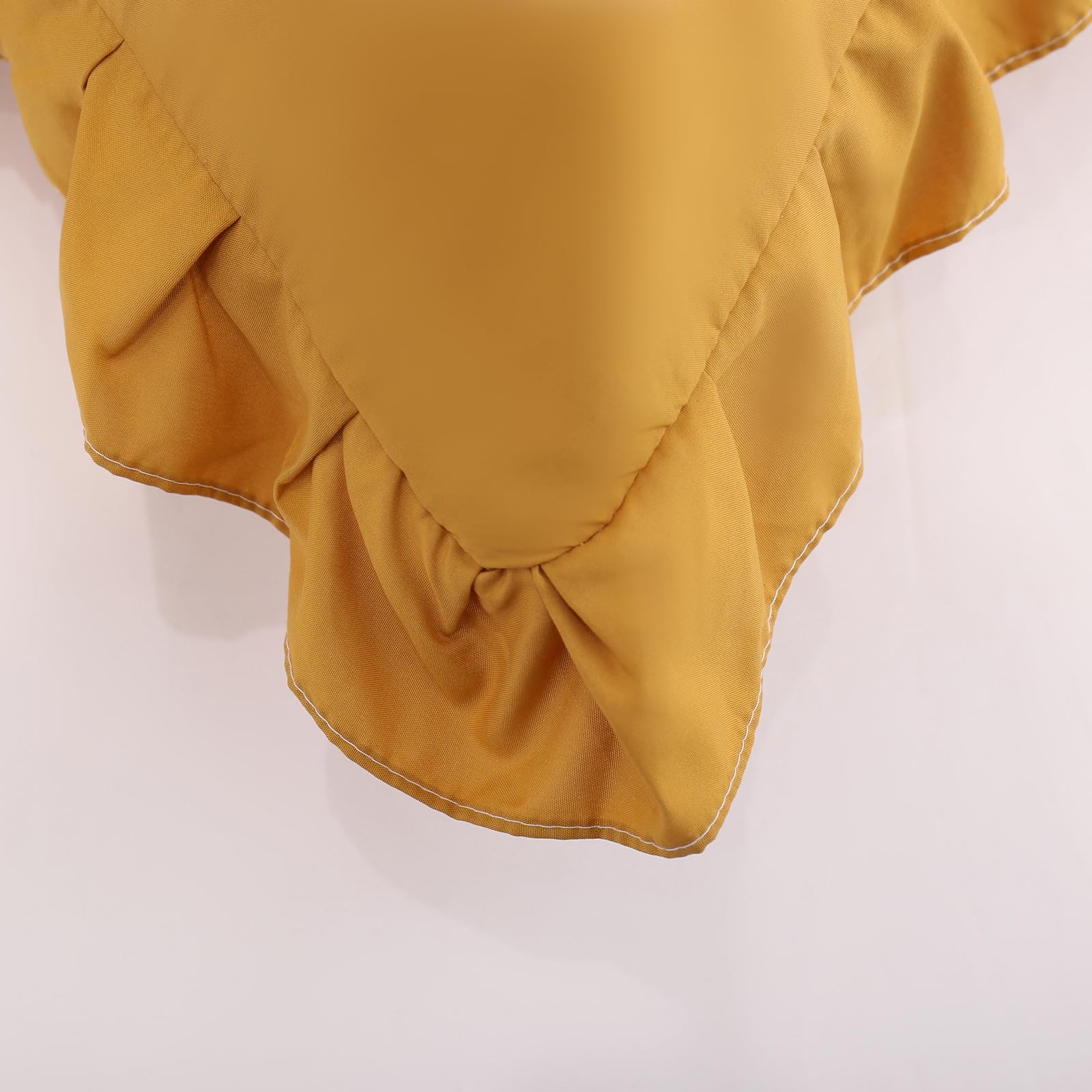 Merryword Mustard Yellow Ruffled Pillowcases Set of 2 - King Size Shabby Chic Pillow Shams with Fringe Design | Perfect for Bedroom Decor, Boho Home Accents & Cozy Farmhouse Style