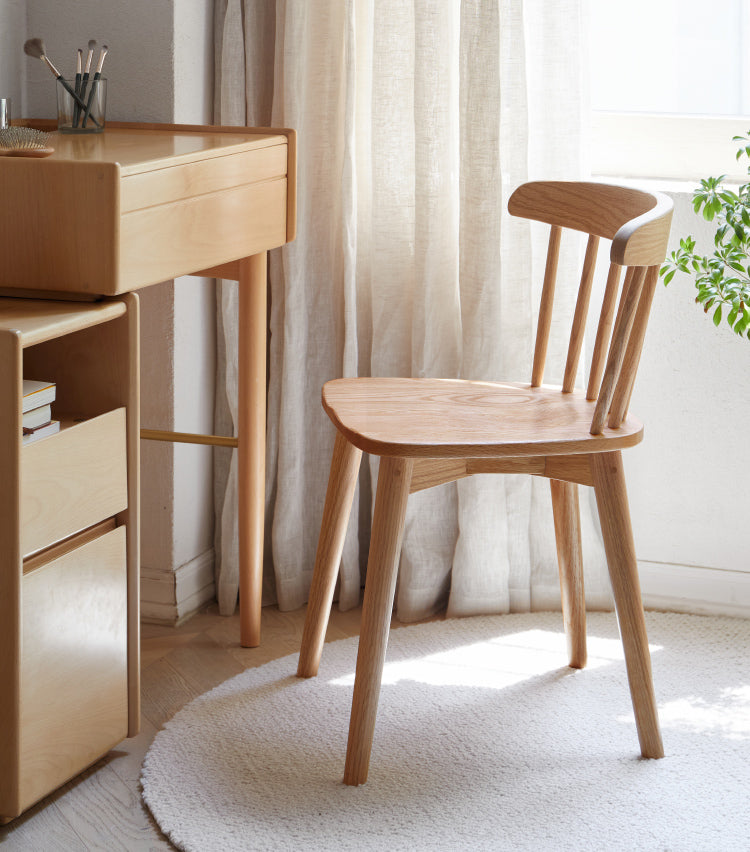 Solid Wood Windsor Chair Set of 4 - Oak, Cherry & Black Walnut - Perfect for Dining Room, Kitchen or Farmhouse Decor