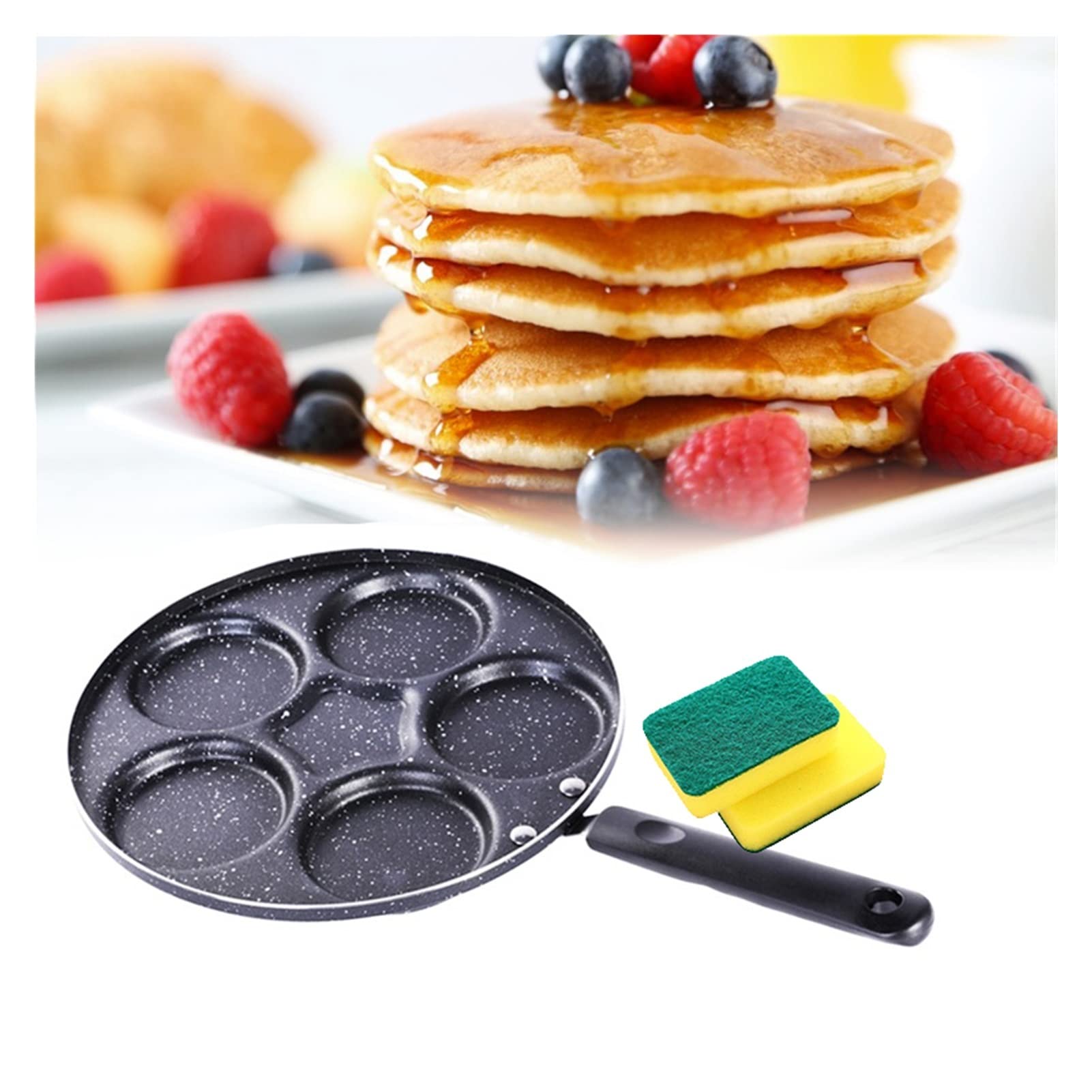 AIIOW 5-Hole Non-Stick Egg Frying Pan - Thickened Omelet & Pancake Maker, Perfect for Breakfast Steak, Ham & Cooking Eggs - Ideal for Home Kitchen & Camping Cooking
