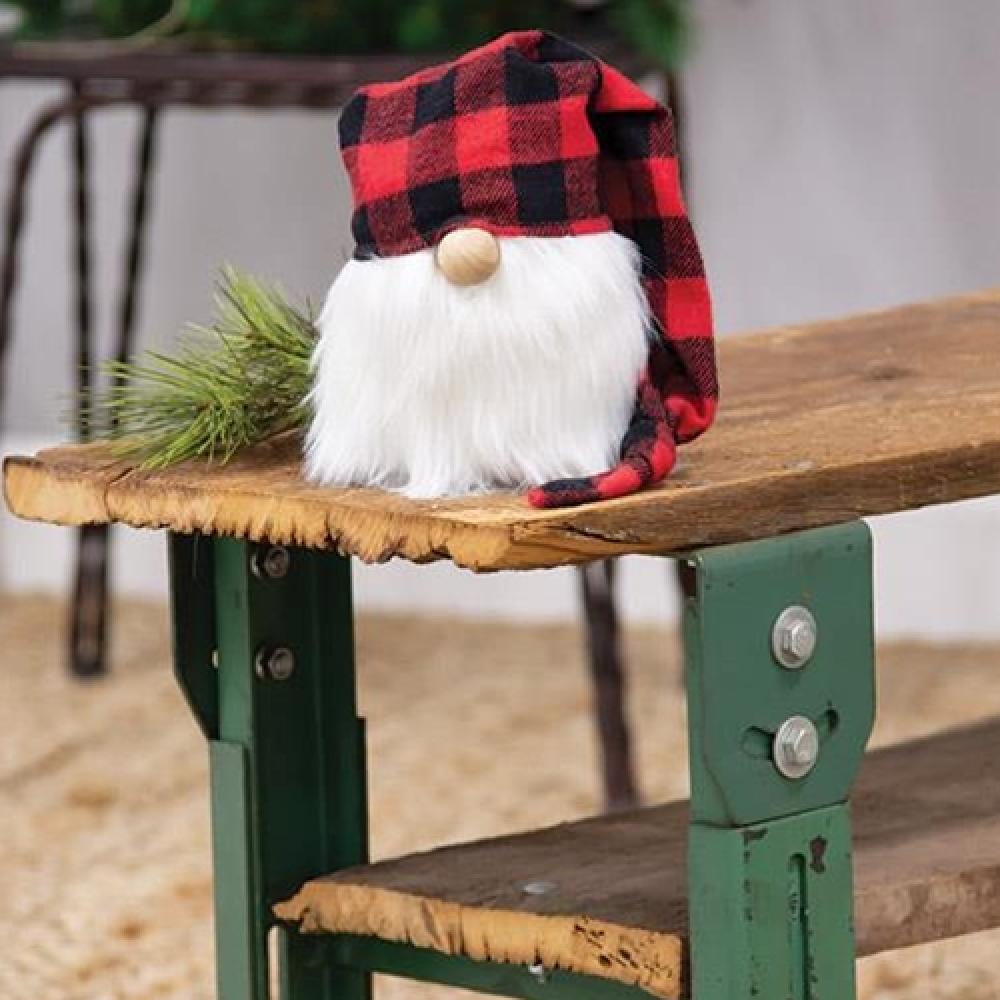 Red Buffalo Check Cap Gnome - Festive Holiday Decoration for Christmas, Halloween, and Outdoor Garden Decor