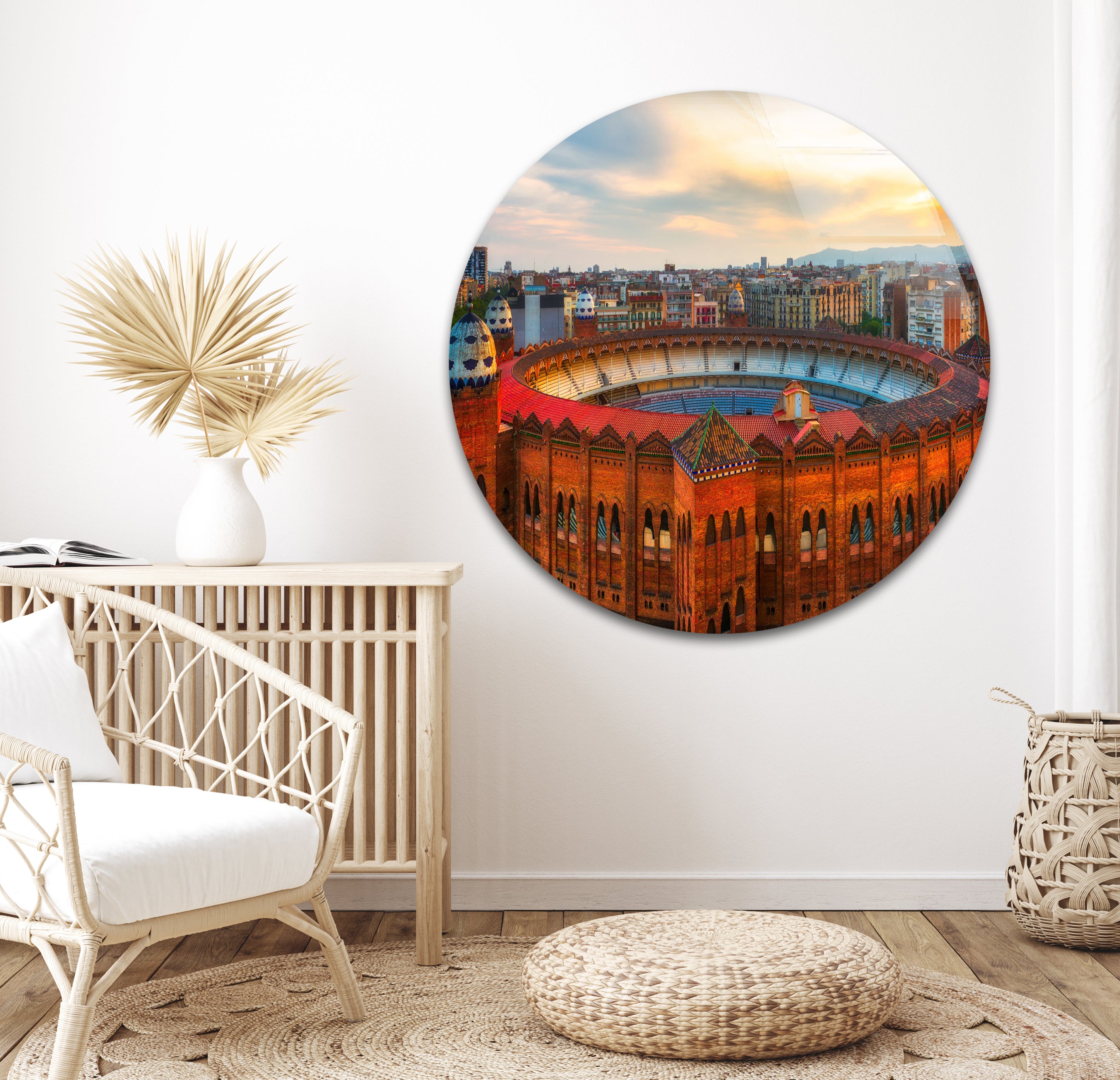 Barcelona Glass Wall Art – Iconic Spanish Landmark with Historic Architecture Decor for Home, Office & Gifts | Modern Cityscape Artwork for Living Room, Bedroom & Office Decor