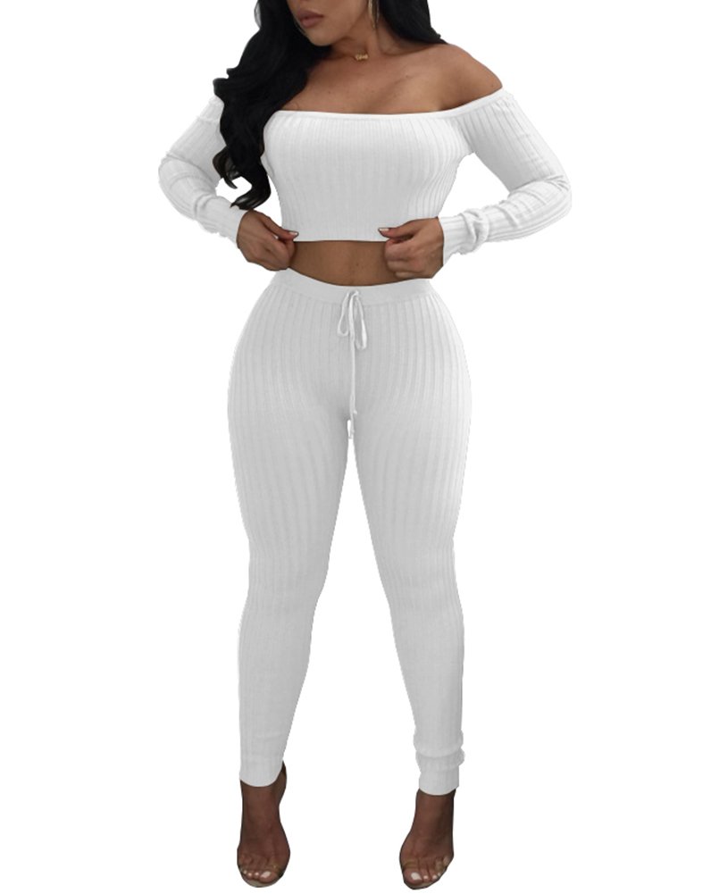 Choichic Women's 2-Piece Outfits - Stylish Crop Top & Skinny Pants Set | Casual & Party Wear | Perfect for Date Night, Club Outings & Summer Fashion