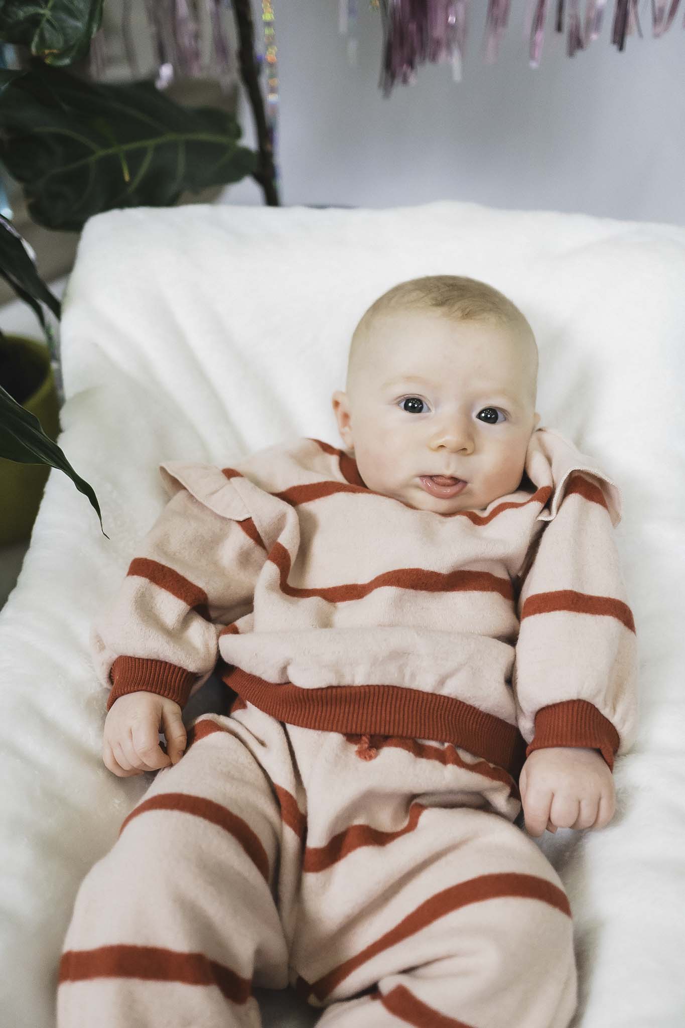 Light Pink Striped Sweatshirt for Baby Girls | Soft Cotton Pullover | Cute Casual Outfit for Playdates & Family Photos