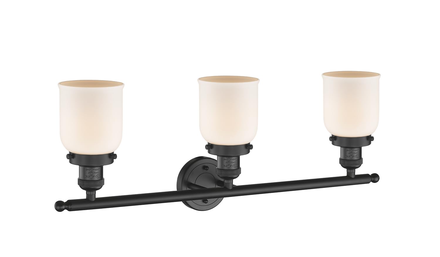 Franklin Restoration Collection 205-BK-G51 3-Light Bathroom Vanity Fixture in Black - Modern Lighting for Bathroom, Powder Room & Master Suite
