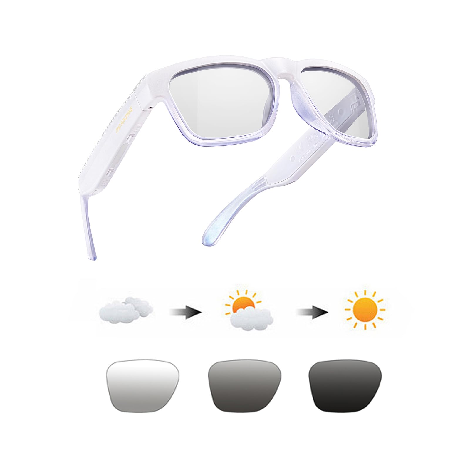 OhO Smart Glasses - Polarized Bluetooth Sunglasses with UV400 Protection, Built-in Speaker & Voice Control for Running, Cycling & Outdoor Activities - Unisex Transition Lens Sport Eyewear