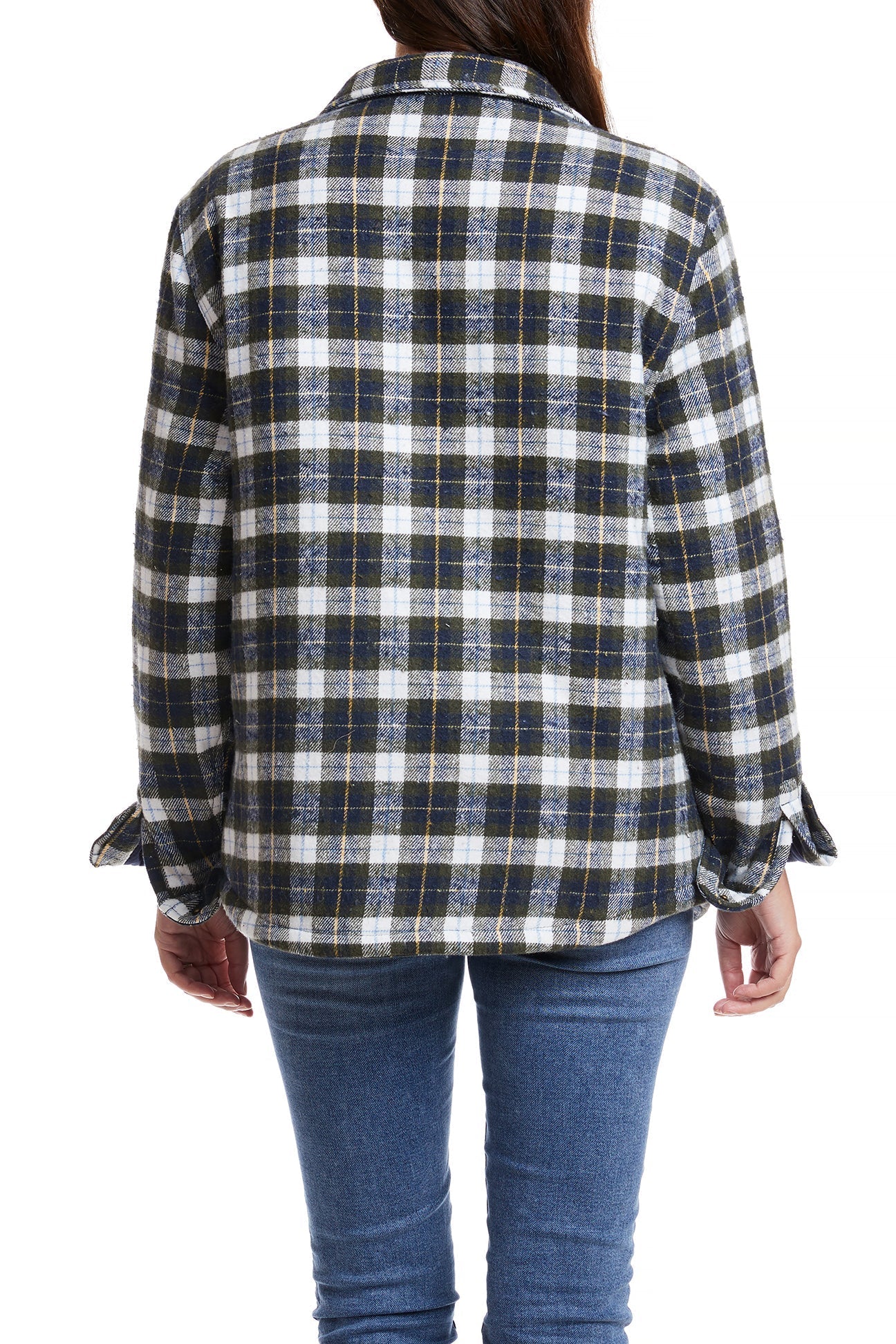 Women's Flannel Shacket - Nantucket Windowpane Plaid Overshirt for Fall & Winter | Cozy Layering Piece for Outdoor Adventures, Casual Wear & Work from Home