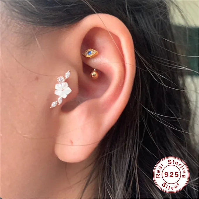 Evil Eye Rook Curved Barbell Eyebrow Piercing - 16G Surgical Steel Body Jewelry for Cartilage & Helix | Perfect for Goth, Punk & Alternative Fashion Styles