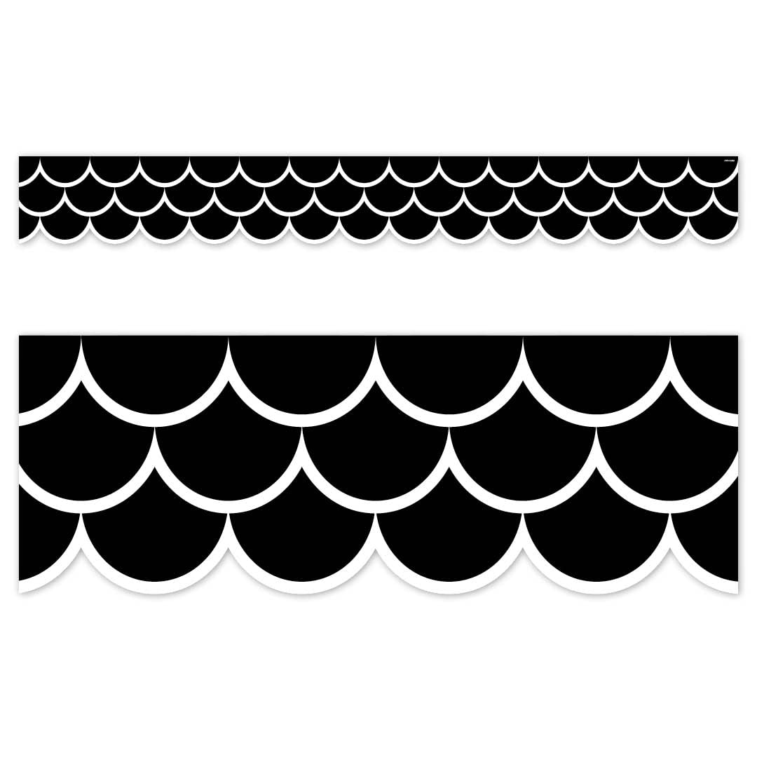CTP Black Scallops EZ Border - 12ft Decorative Bulletin Board Trim for Classroom Decor, School & Office (Creative Teaching Press 10674) - Perfect for Bulletin Boards, Wall Displays & DIY Projects
