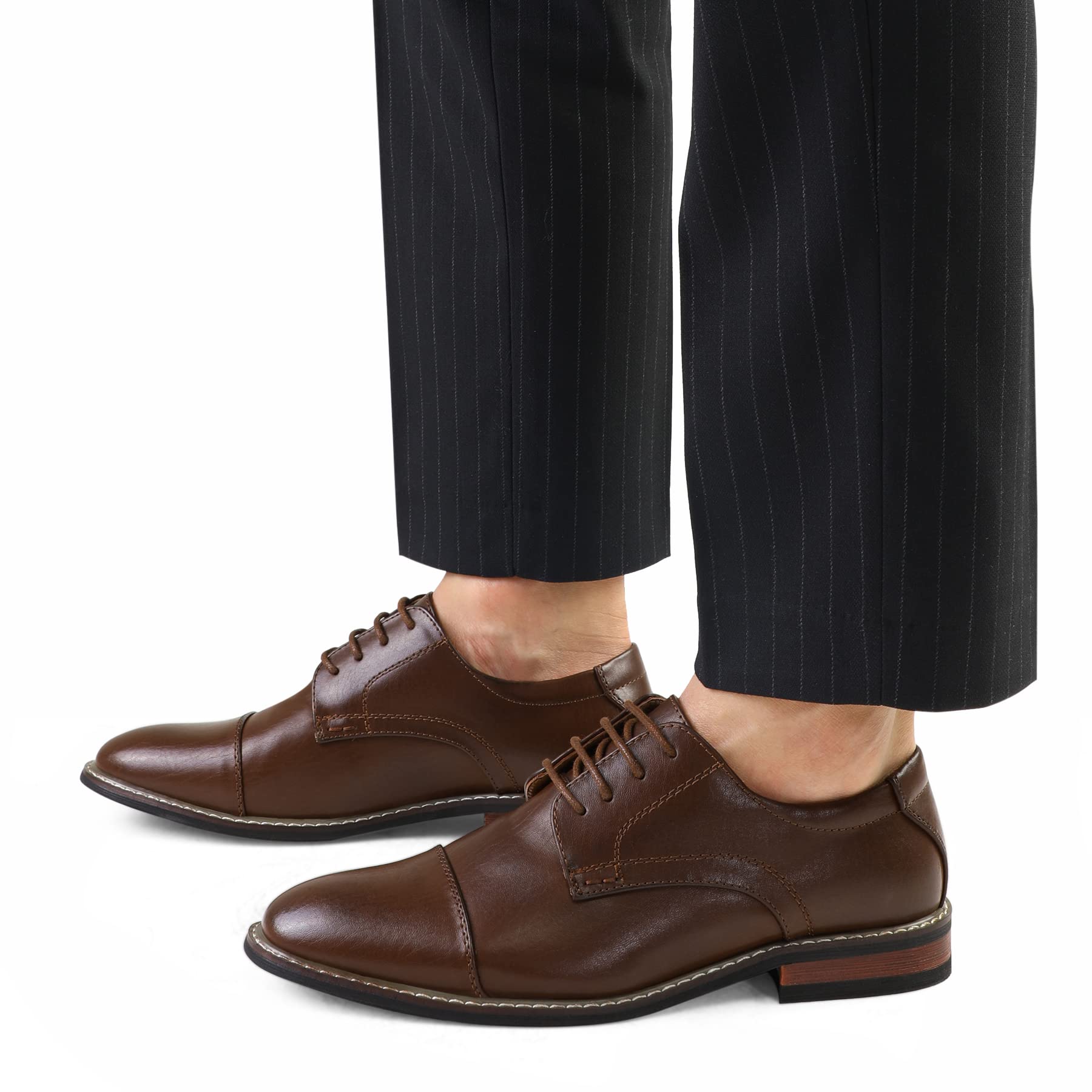 Men's Dress Shoes Formal Business Classic Lace Up Wingtip Oxford Shoes - Premium Leather Business Attire for Office, Wedding & Special Occasions