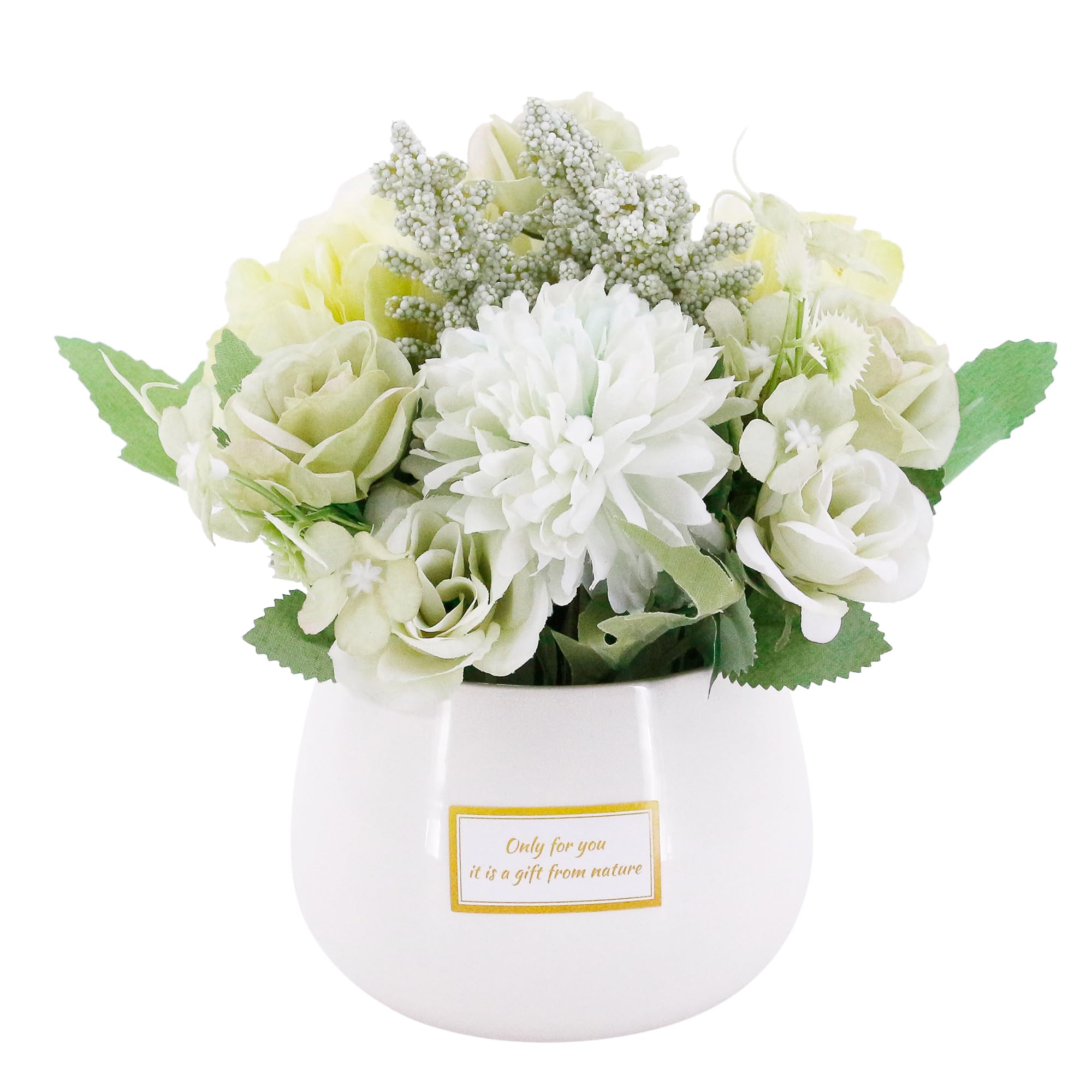 Segreto Artificial Flowers in Vase - Faux Rose Potted Plants for Home, Office & Wedding Decor - Perfect for Bathroom, Dining Table & Indoor Decorations