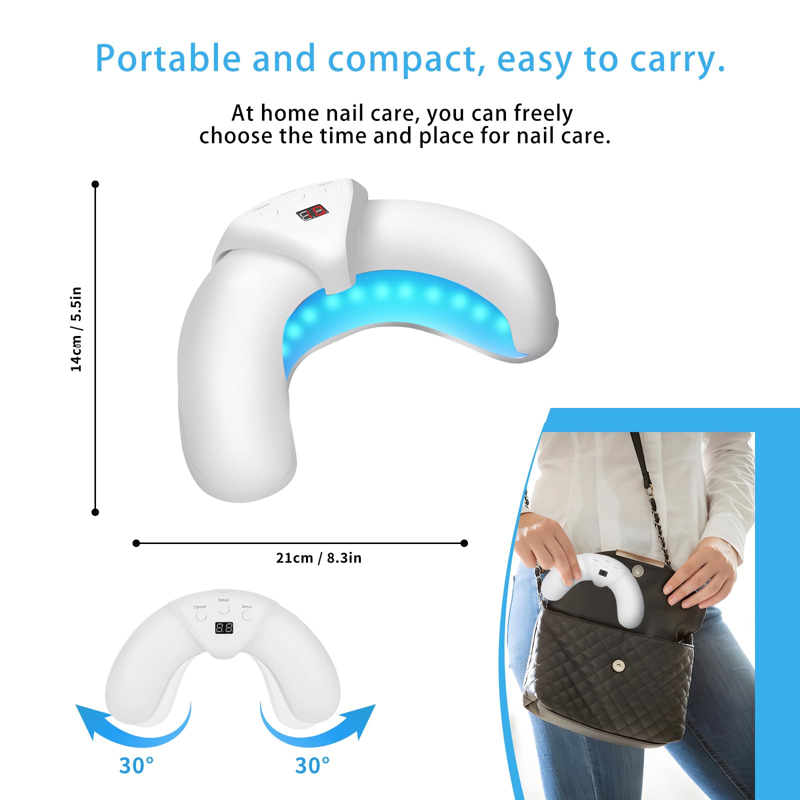 Blue Light Therapy for Nail Fungus Treatment - 470nm & 910nm Infrared LED Device for Thick, Discolored & Damaged Nails - At-Home Podiatry Care Solution for Toenail & Fingernail Health