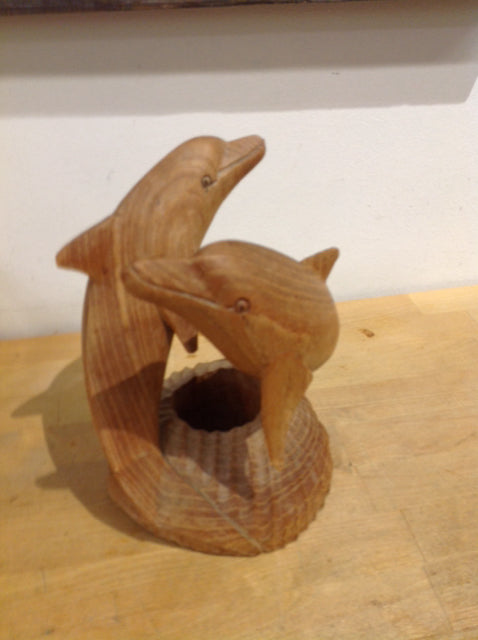 Handcrafted Wooden Dolphin Statue Set of 8 - Ocean Themed Home Decor for Beach House, Bathroom & Office Desk - Perfect Gift for Marine Life Lovers