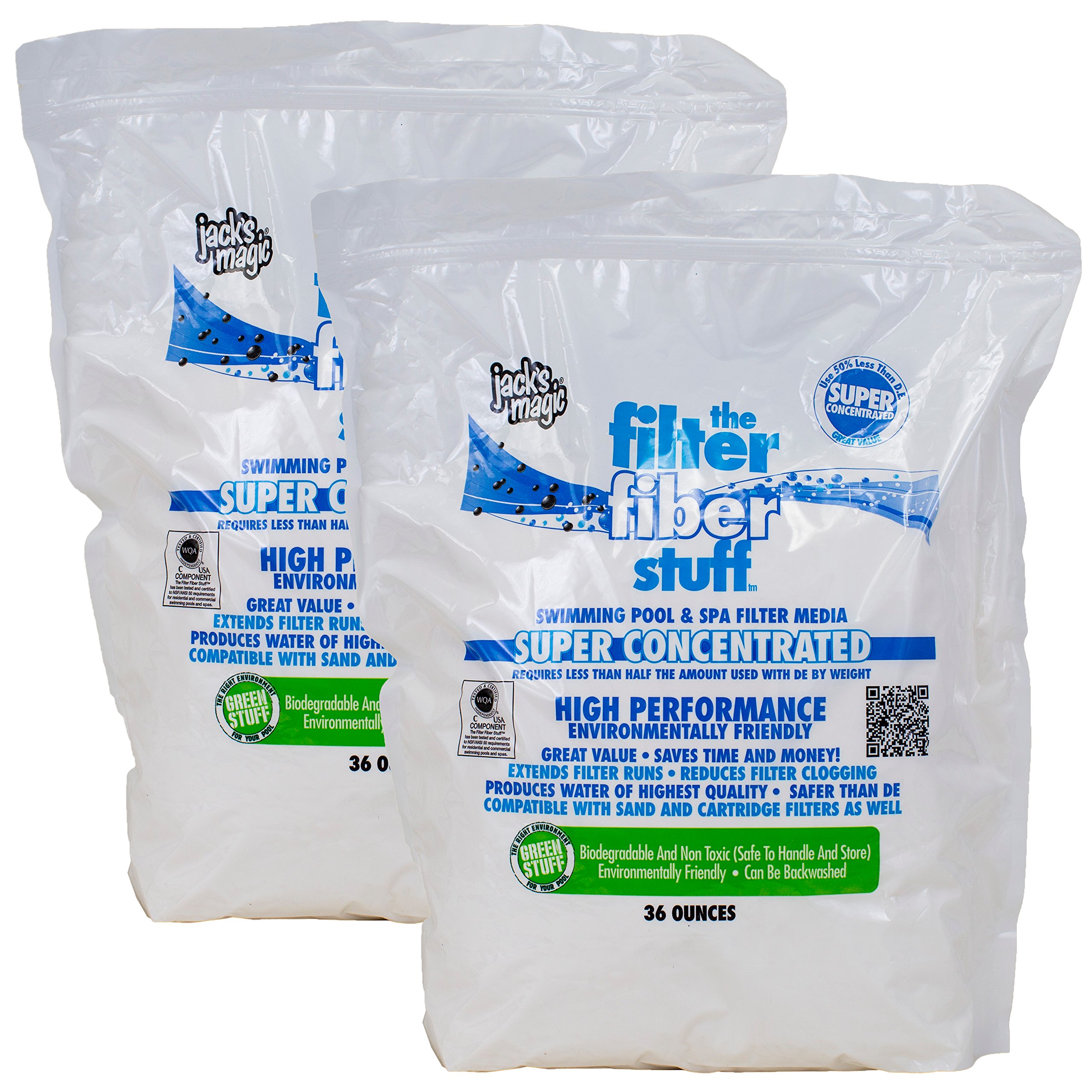 Jack's Magic The Filter Fiber Stuff (36 oz) - 2 Pack for Pool & Spa Maintenance - Removes Fine Debris & Cloudiness for Crystal Clear Water
