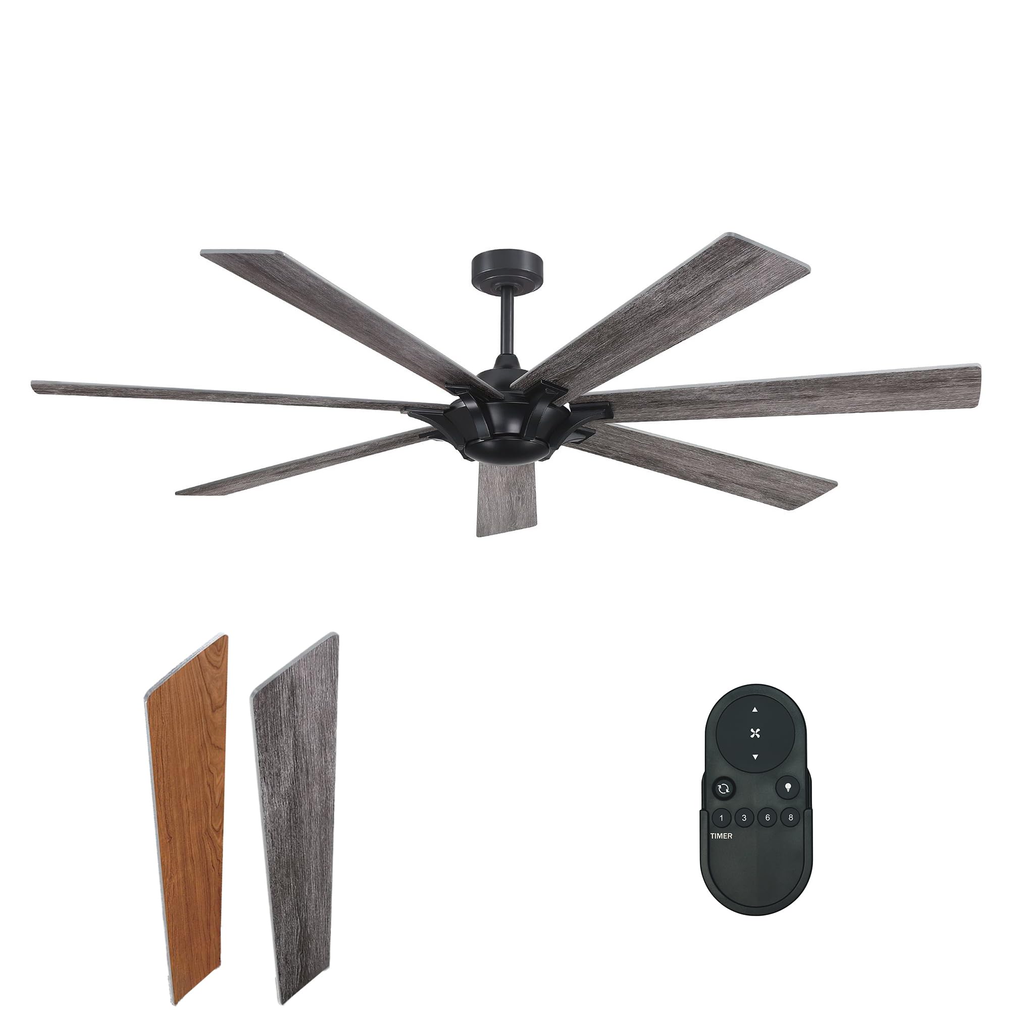 72 Inch Black Ceiling Fan No Light - DC Motor Reversible 7 Blade High Airflow Ceiling Fan for Bedroom, Living Room, Farmhouse & Outdoor Patios - Perfect for Indoor and Outdoor Cooling & Air Circulation