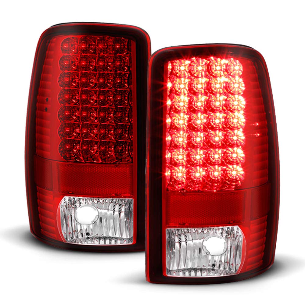 ACANII LED Tail Lights Brake Lamps for 2000-2006 Chevy Suburban 1500/2500 & Tahoe - Red/Clear Lens (Driver & Passenger Side) - Upgrade Your Truck's Style & Safety for Night Driving & Off-Road Adventures