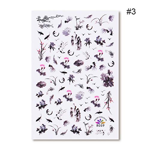 3D Flower Nail Stickers - Water Slide Nail Art Decals for Manicure | Landscape Painting & Opera Design | DIY Nail Tips Adhesive Transfer Stickers for Home Salon & Party Nail Art