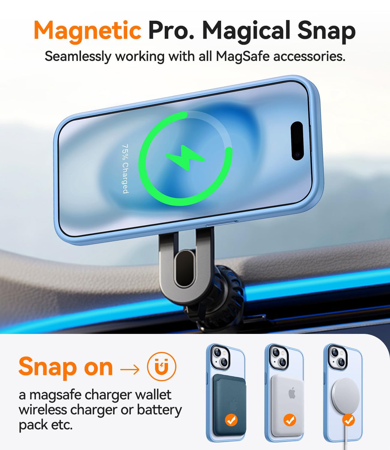 CANSHN Magnetic Case for iPhone 15 - Slim Translucent Matte Cover with MagSafe Compatibility | MIL-Grade Drop Tested, Anti-Scratch & Shockproof Protection for iPhone 15 6.1 Inch (Sky Blue) | Perfect for Everyday Use, Travel & Outdoor Activities