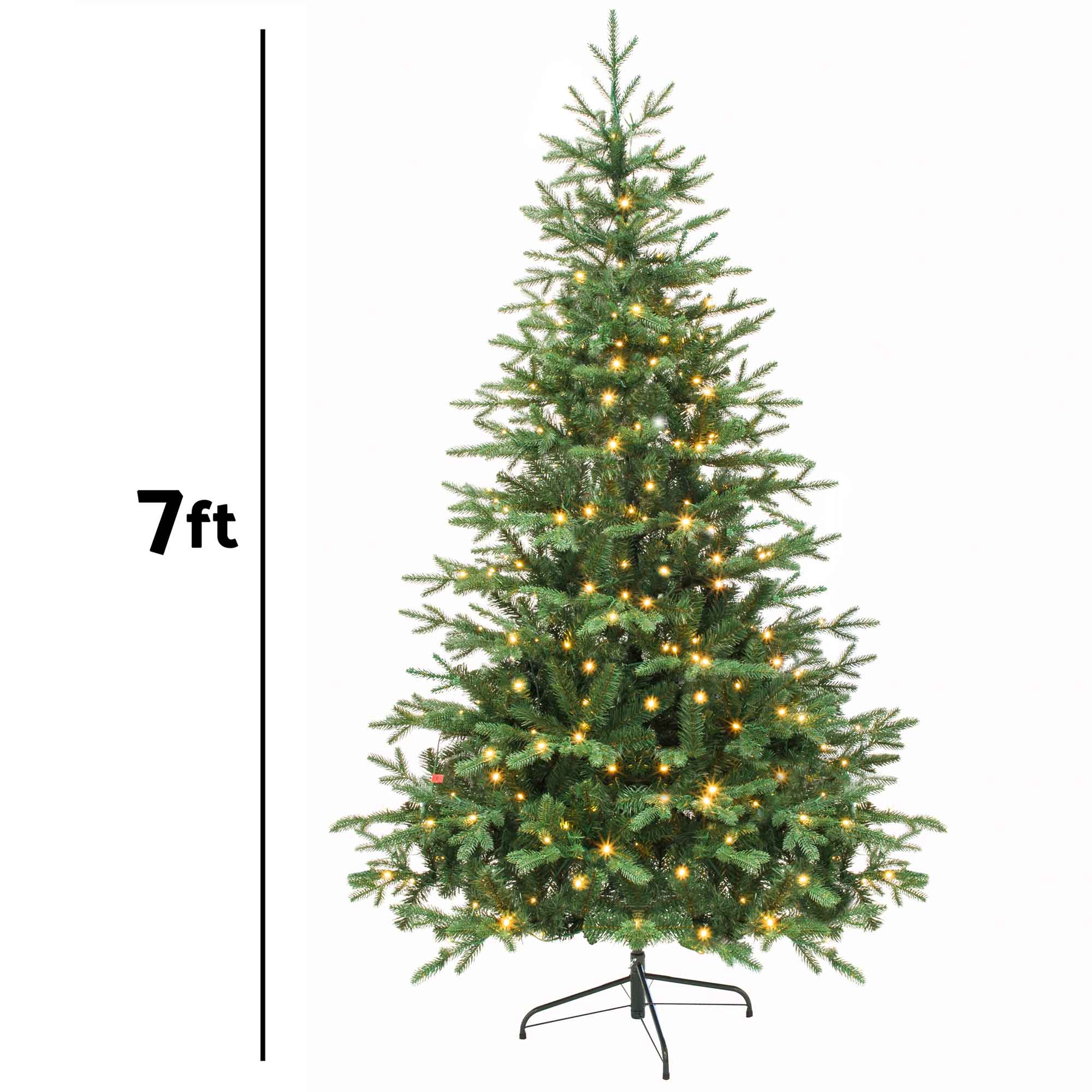 7ft Pre-Lit Christmas Tree with Warm White LED Lights & PE/PVC Tips - Hinged Branches for Easy Setup | Perfect for Living Room, Office, and Holiday Decorations