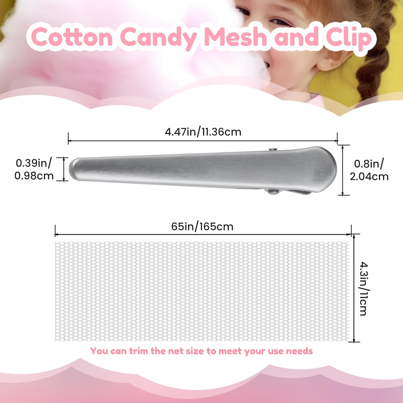 3 Set Cotton Candy Mesh and Clip Stabilizer Kit - 12 Pcs Reusable Candy Making Clips for Cotton Candy Supplies | Compatible with Cotton Candy Machine Bowl | Perfect for Birthday Parties, Carnival Treats & DIY Dessert Making
