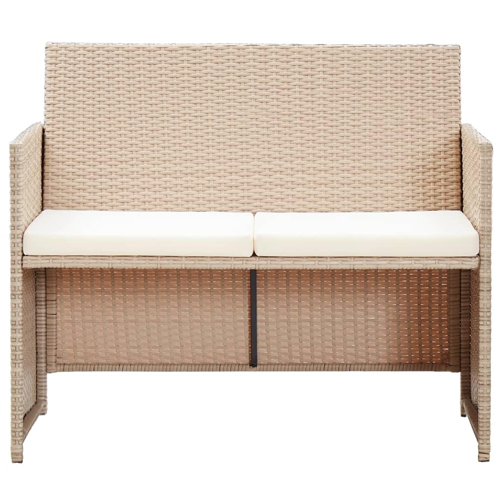 2 Seater Patio Sofa with Waterproof Cushions - Beige Poly Rattan Outdoor Furniture Set for Garden, Balcony, Deck & Poolside (Beige 12.7g) - Perfect for Relaxing, Entertaining & Sunbathing