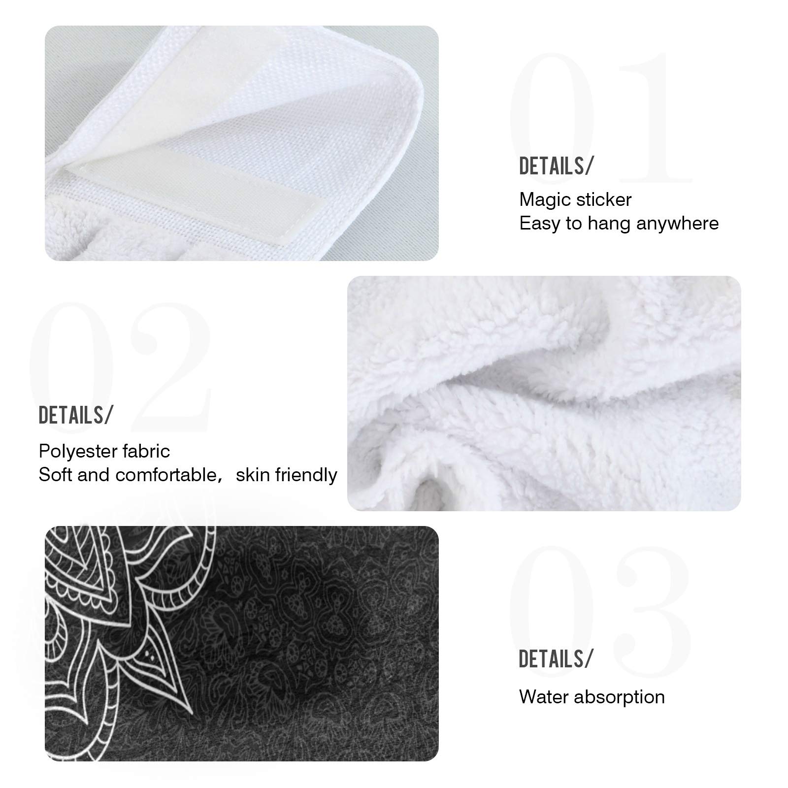 Premium Mandala Kitchen Towels Set of 2 - 12x17 Inch Soft Absorbent Hand Towels & Dishcloths with Hanging Loop - Decorative Bathroom & Kitchen Towels for Home Decor, Housewarming Gifts