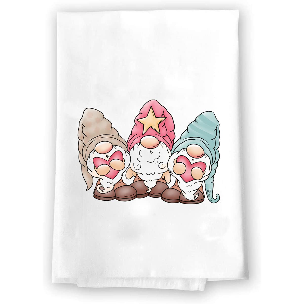 Valentine's Day Singing Gnomes Decorative Hand Towels - Cute Winter Themed Kitchen & Bath Towel Set, White Home Decor for Bathroom, Kitchen, Tea Time - Perfect Housewarming Gift for Christmas, Valentine's Day & New Home Decorations