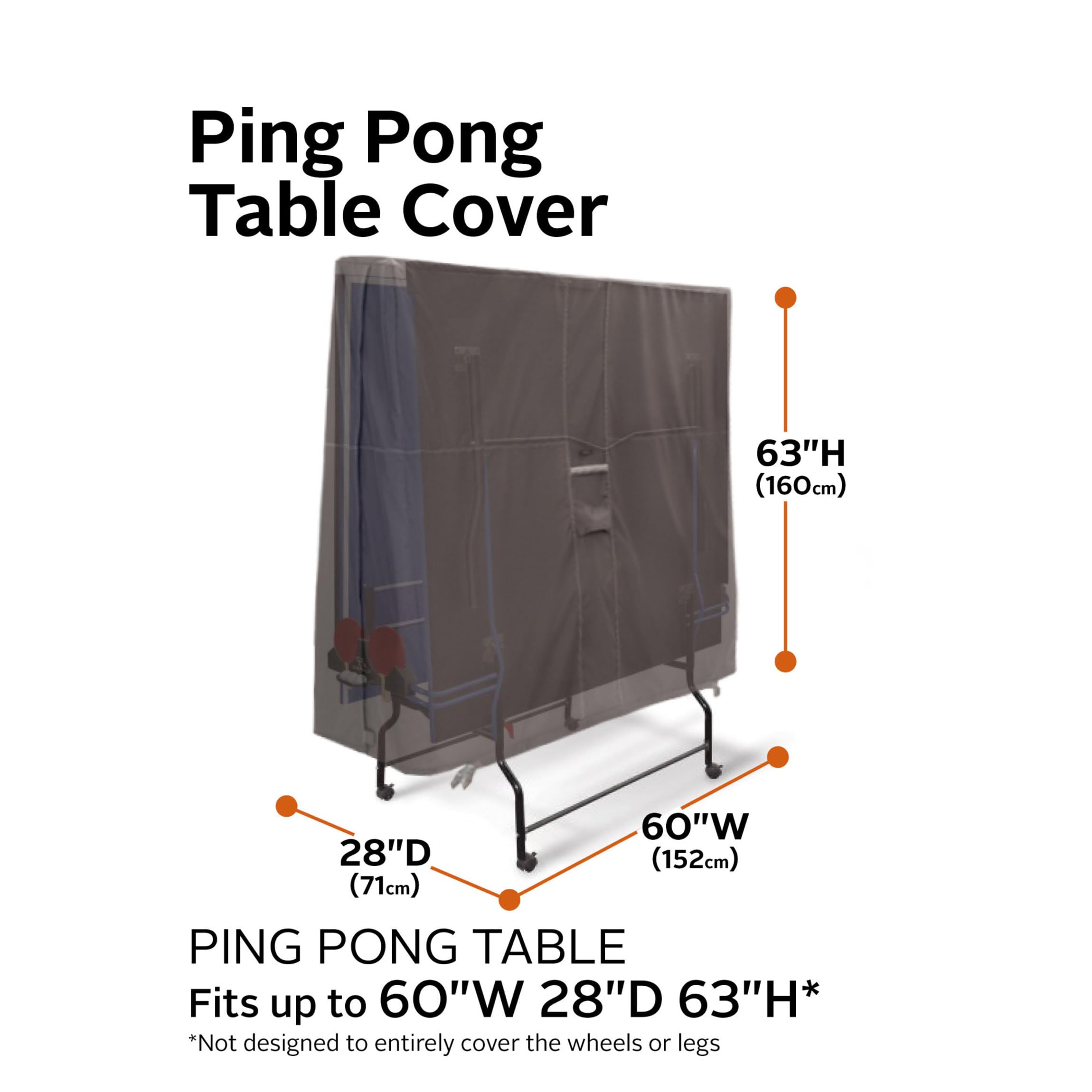 Classic Accessories Ravenna Waterproof Ping Pong Table Cover, 60 x 28 x 63 Inch - Outdoor & Indoor Table Protection