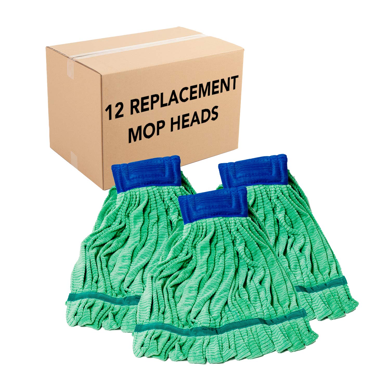 Arkwright Heavy Duty Microfiber Tube Mop Head Replacement - Bulk Case of 12, Lint Free & Super Absorbent, Bleach-Safe Commercial Cleaning Supplies (14oz, Green) - Perfect for Hospitals, Schools, and Industrial Floor Maintenance