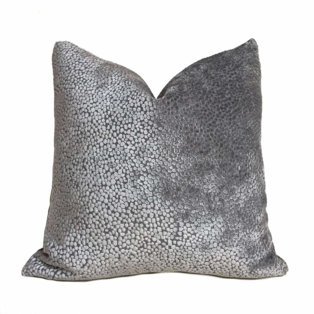 Premium Ascott Pewter Gray Abstract Cut Velvet Dots Pillow Cover - Soft Decorative Throw Pillow Case for Sofa, Bed & Home Decor